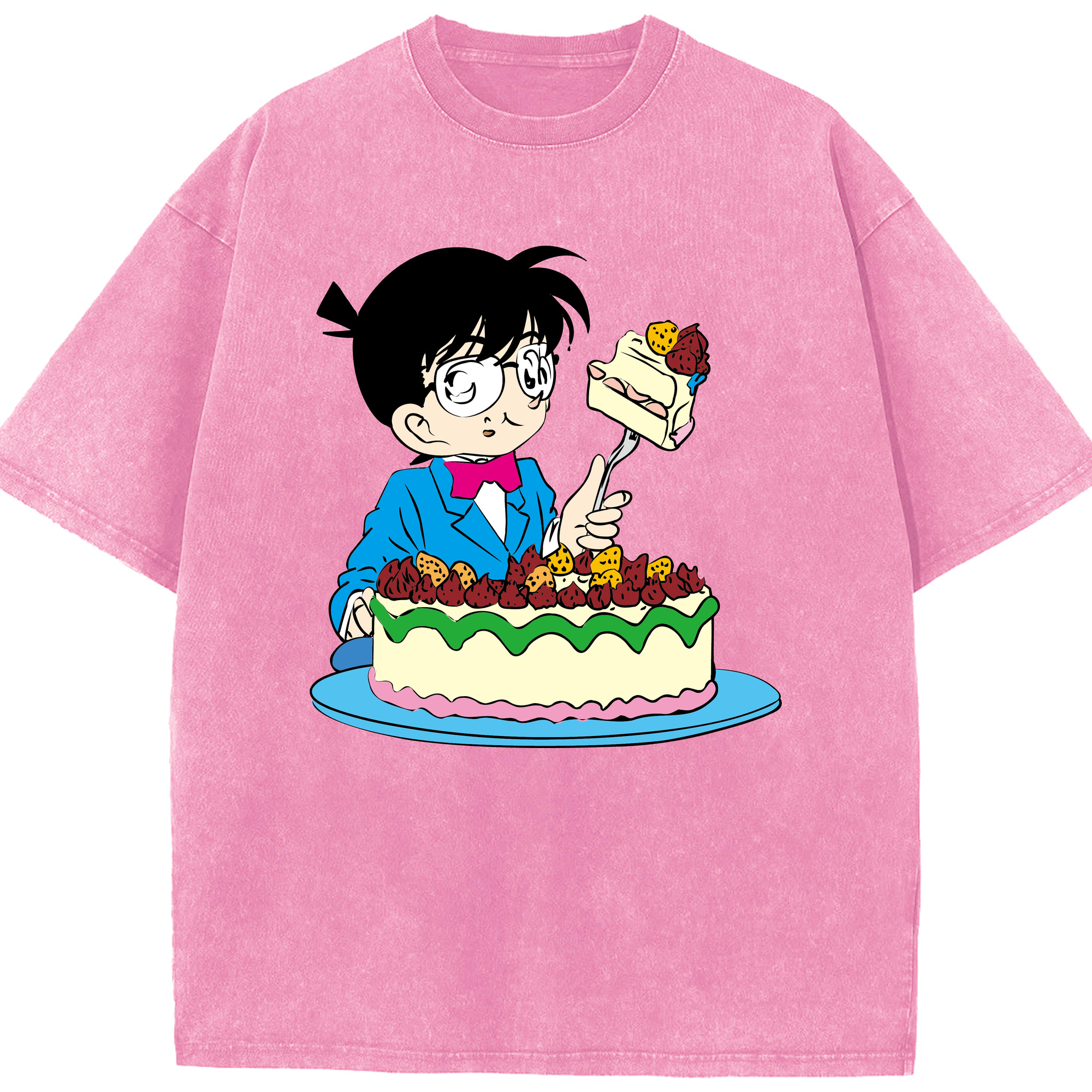 （画像用） 名探偵コナン 江戸川 コナン Detective Conan Conan Edogawa 綿100% ヴィンテージ風 半袖Tシャツ（フロントプリント）